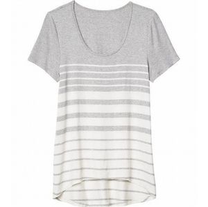 Athleta Grey & White Striped High Low Workout Tee
